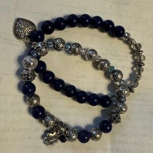 Elegant Silver and Lapis Beaded Bracelets